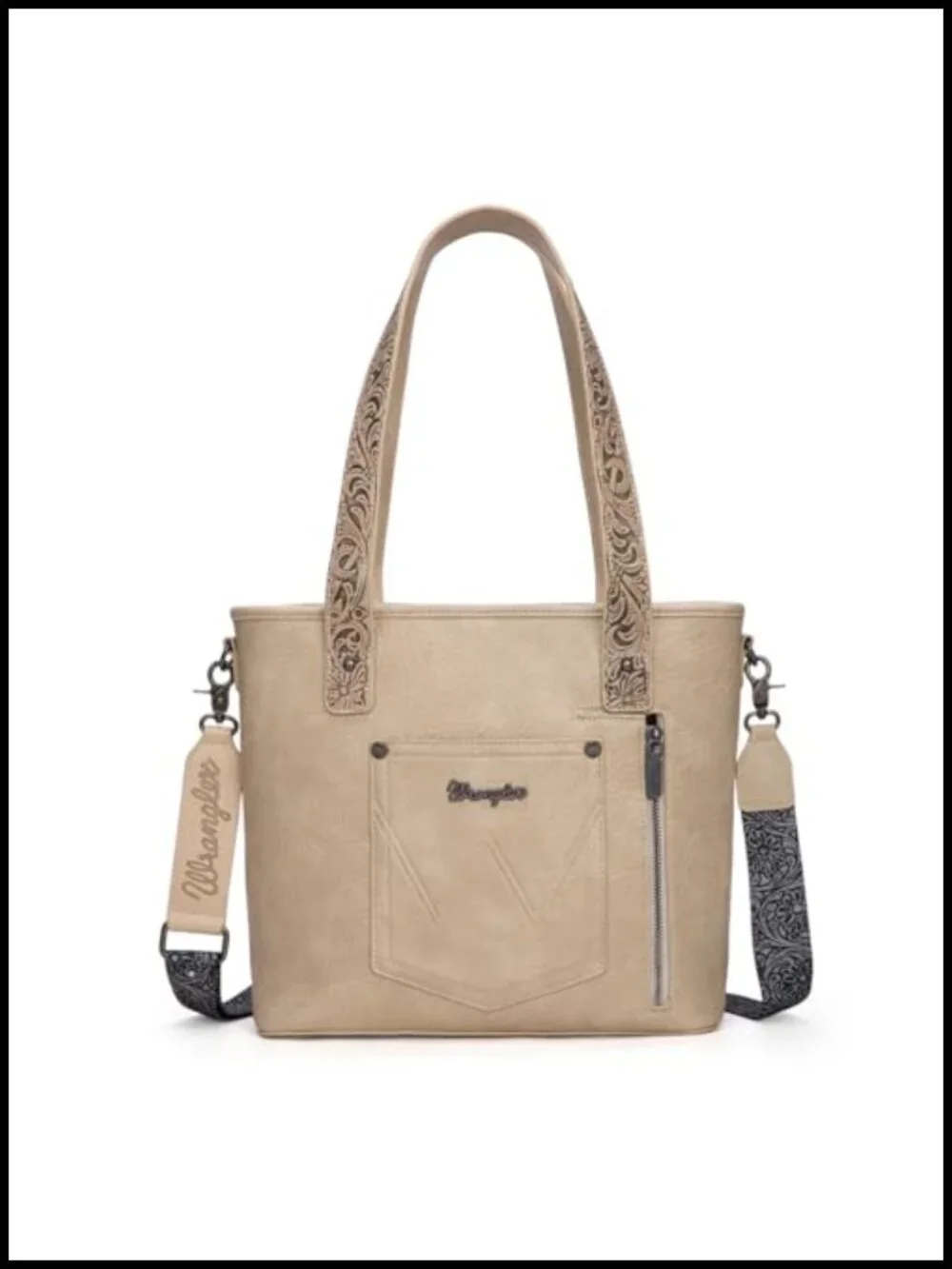 Western Cowhide Hair-On Leather Tote Bag with Turquoise Concho